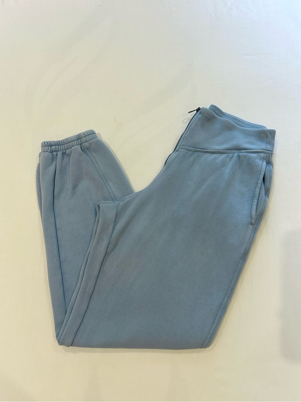 Aerie Corset Fleece Light Blue Jogger Sweatpants with Front Zipper, Size M